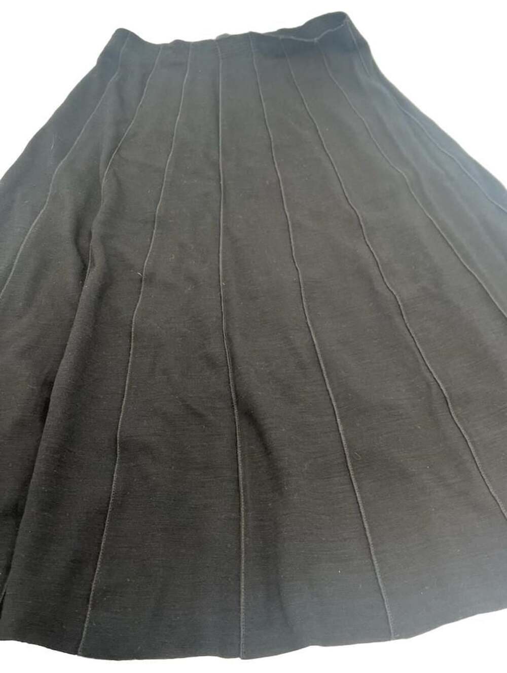 Eileen Fisher Black Wool Blend Flared A-line Midi Skirt Size Small